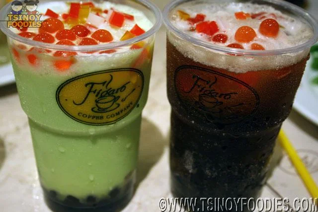 honeydew frost with figaro tea and wintermelon frost with classic tea
