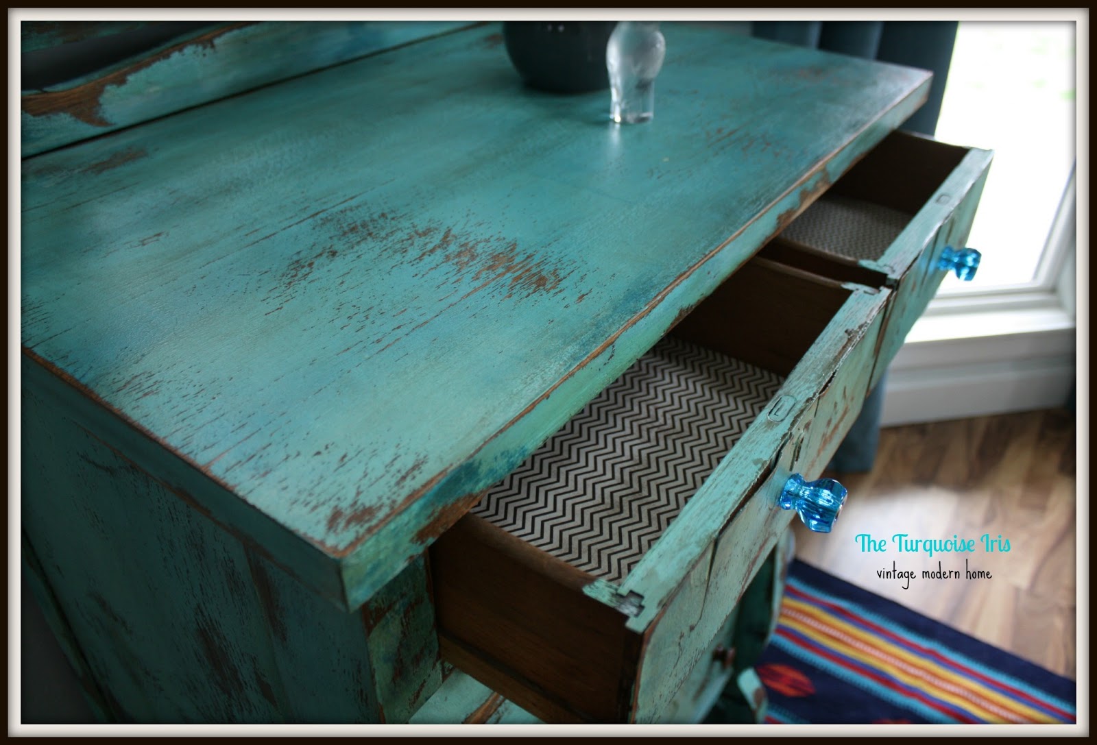 The Turquoise Iris Furniture & Art Turquoise Heavily Distressed