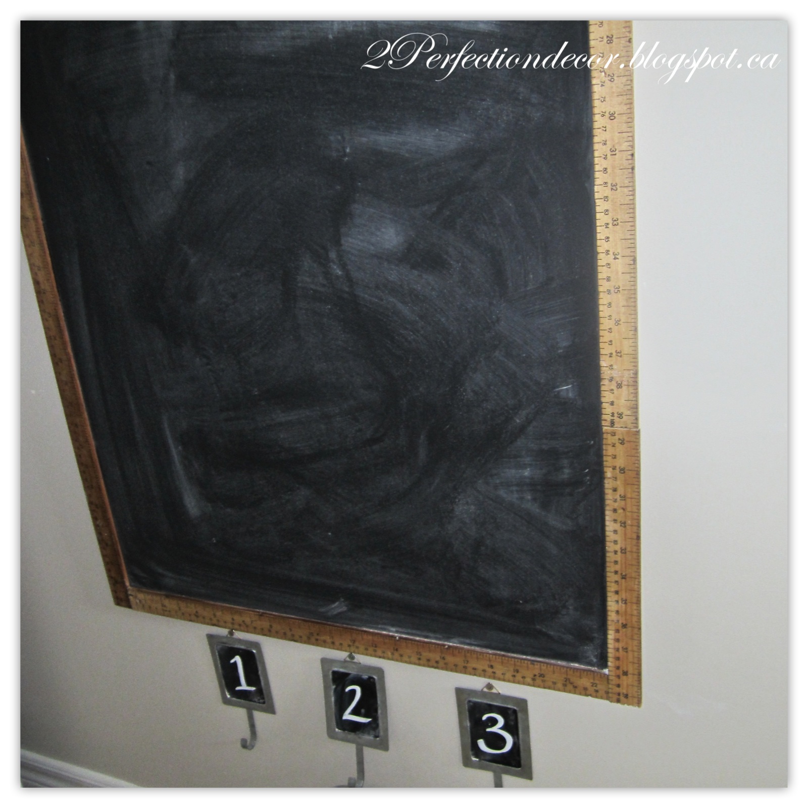 2Perfection Decor DIY Chalkboard using Meter sticks as Frame