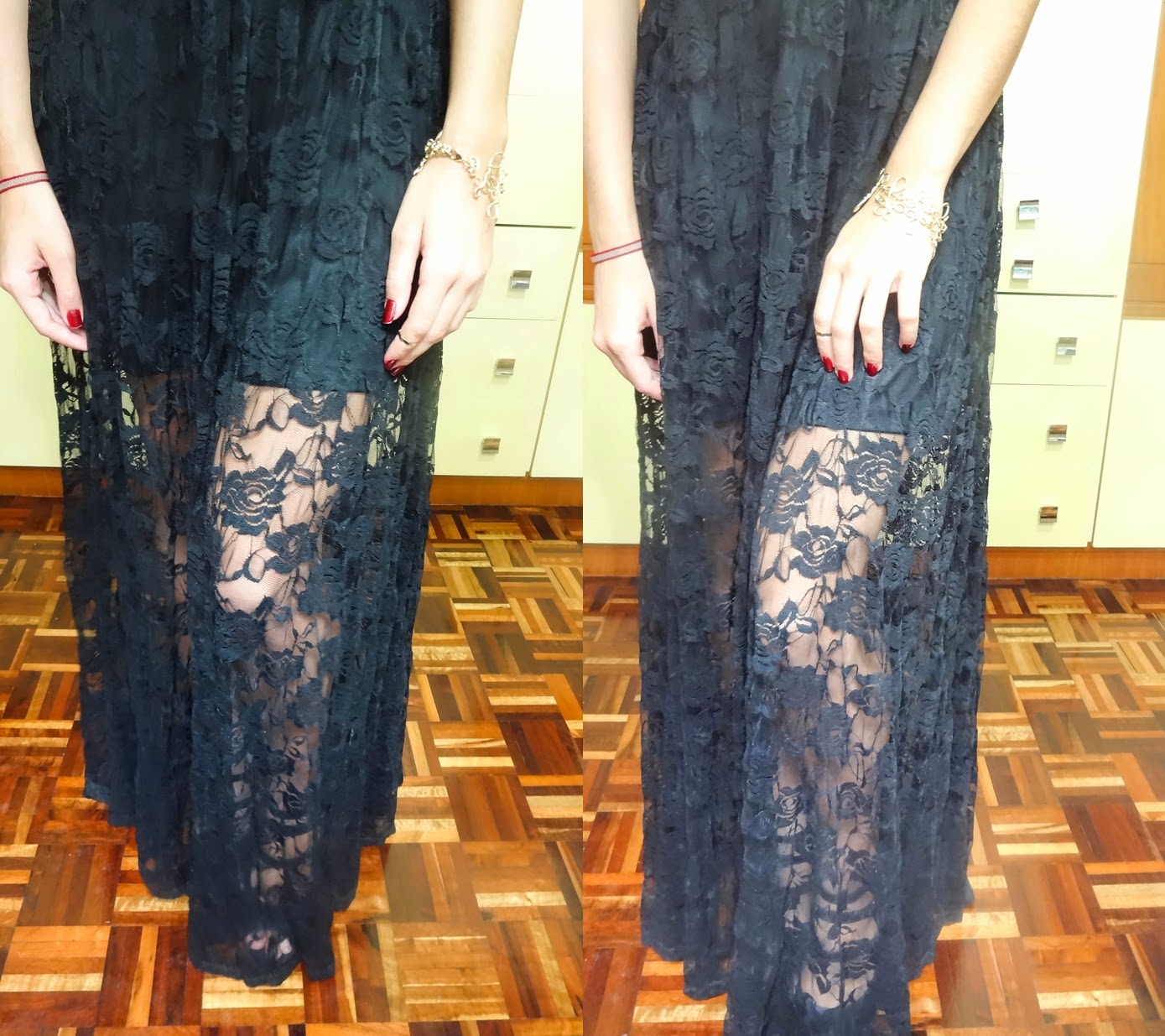 vestido longo renda