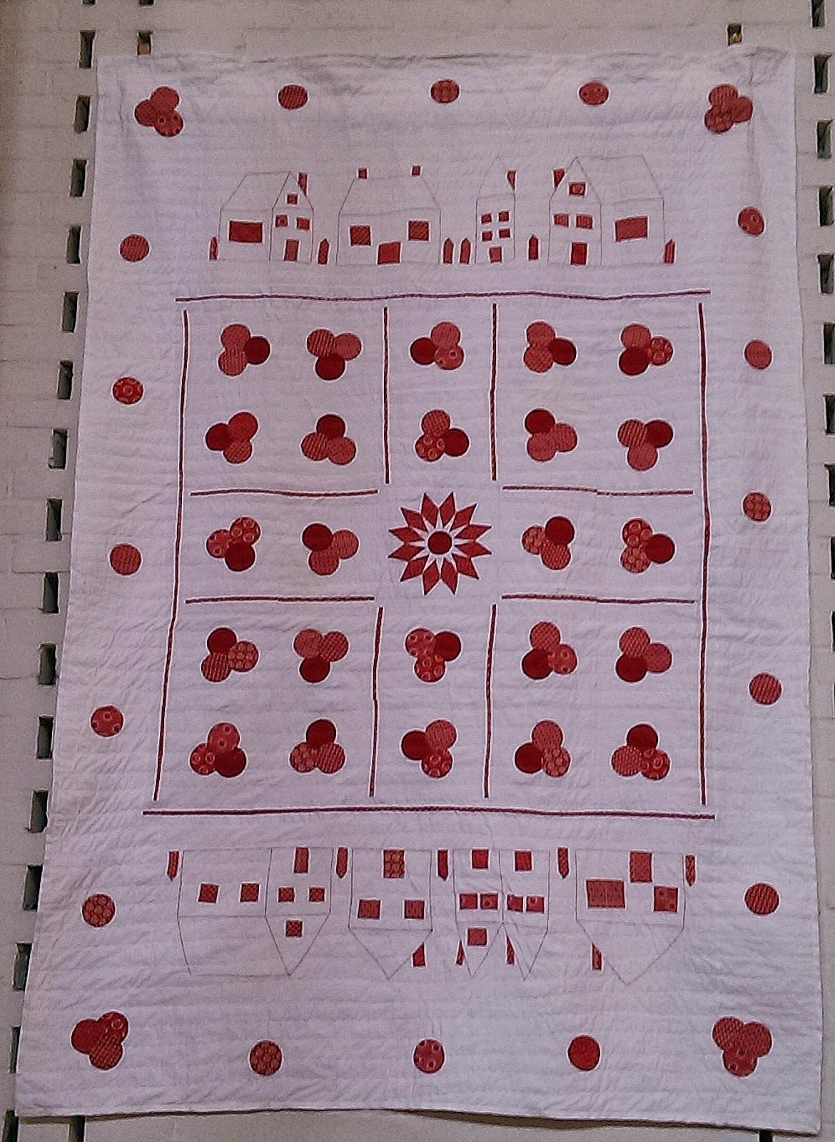 Redwork in Germany The finished quilt ShweShwe UWYH Patchwork of a