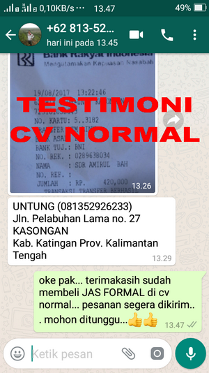 TESTIMONI PEMBELIAN JAS PENGANTIN/FORMAL CV NORMAL