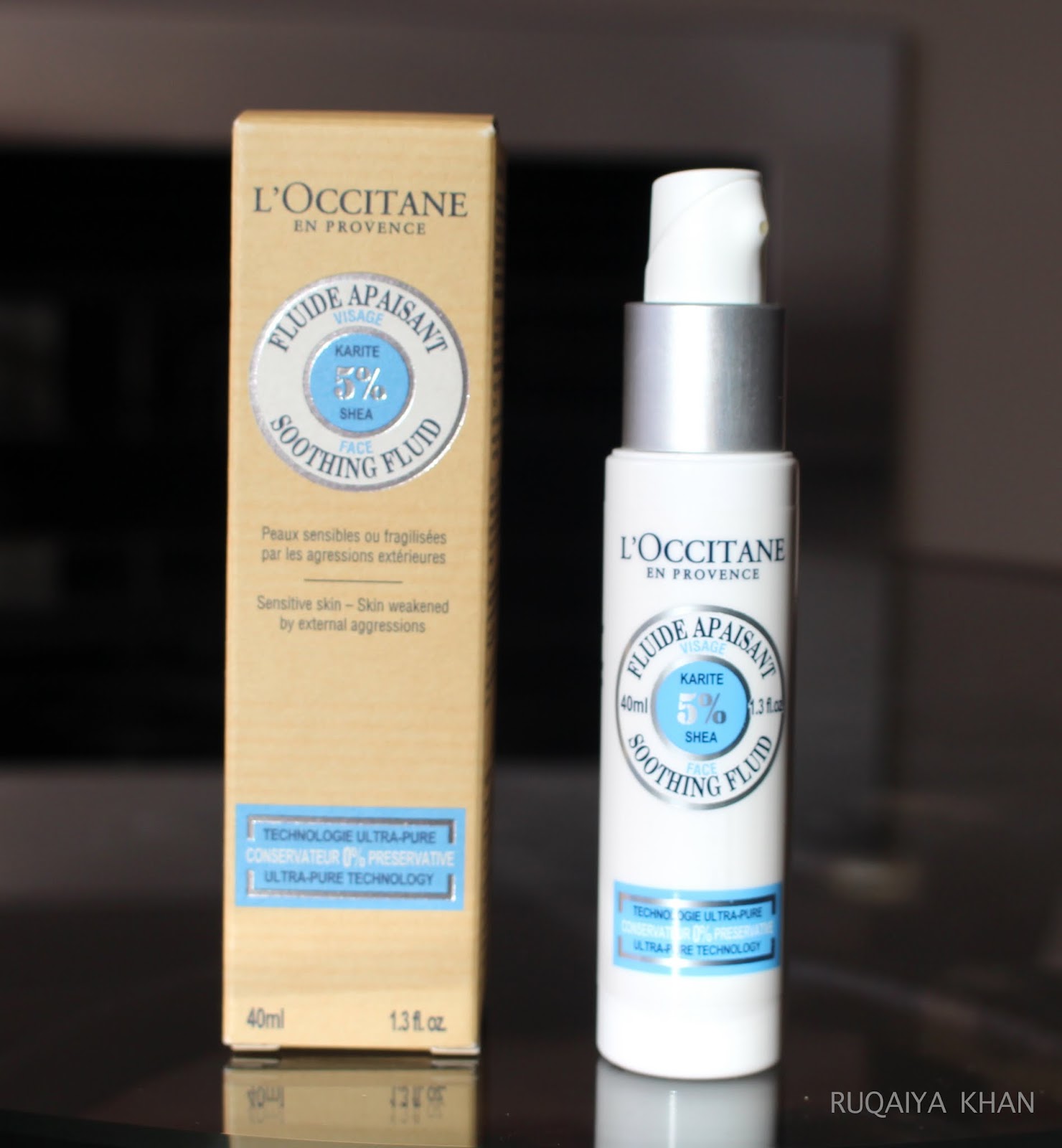 Ruqaiya Khan L'Occitane Shea Face Soothing Fluid Review