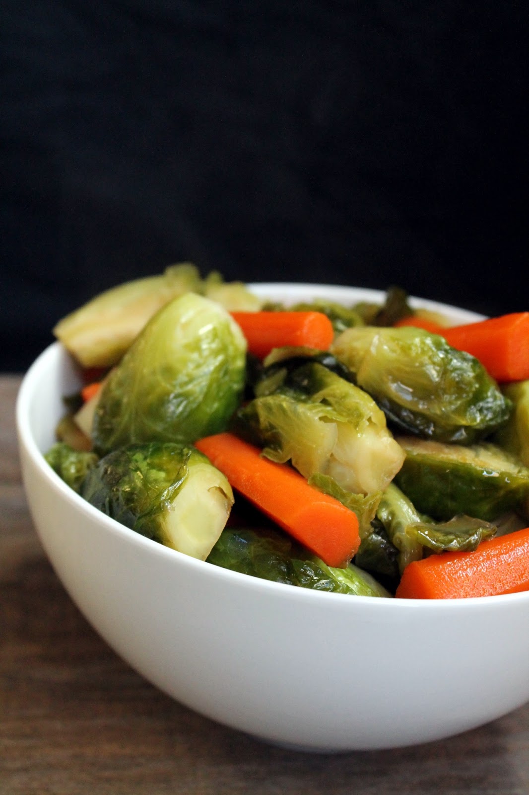 maple glazed brussel sprouts and carrots