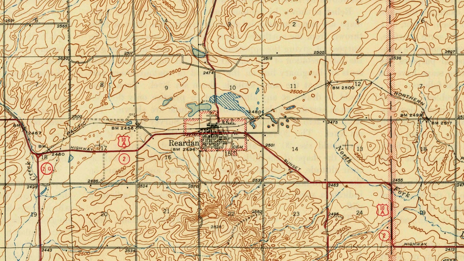 Big Bend Railroad History 1945 Reardan Topo Map