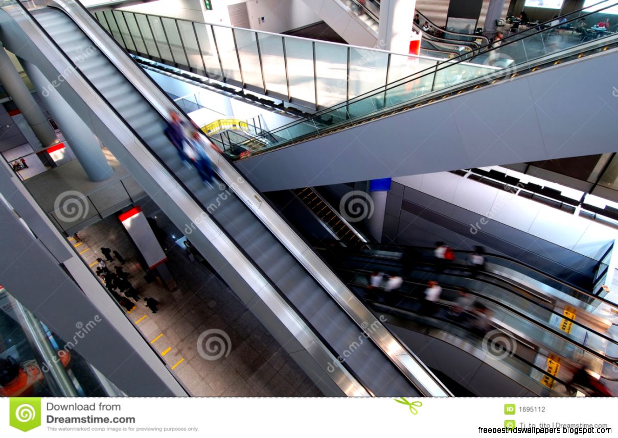 Airport Escalator with People Airport Escalator with People
