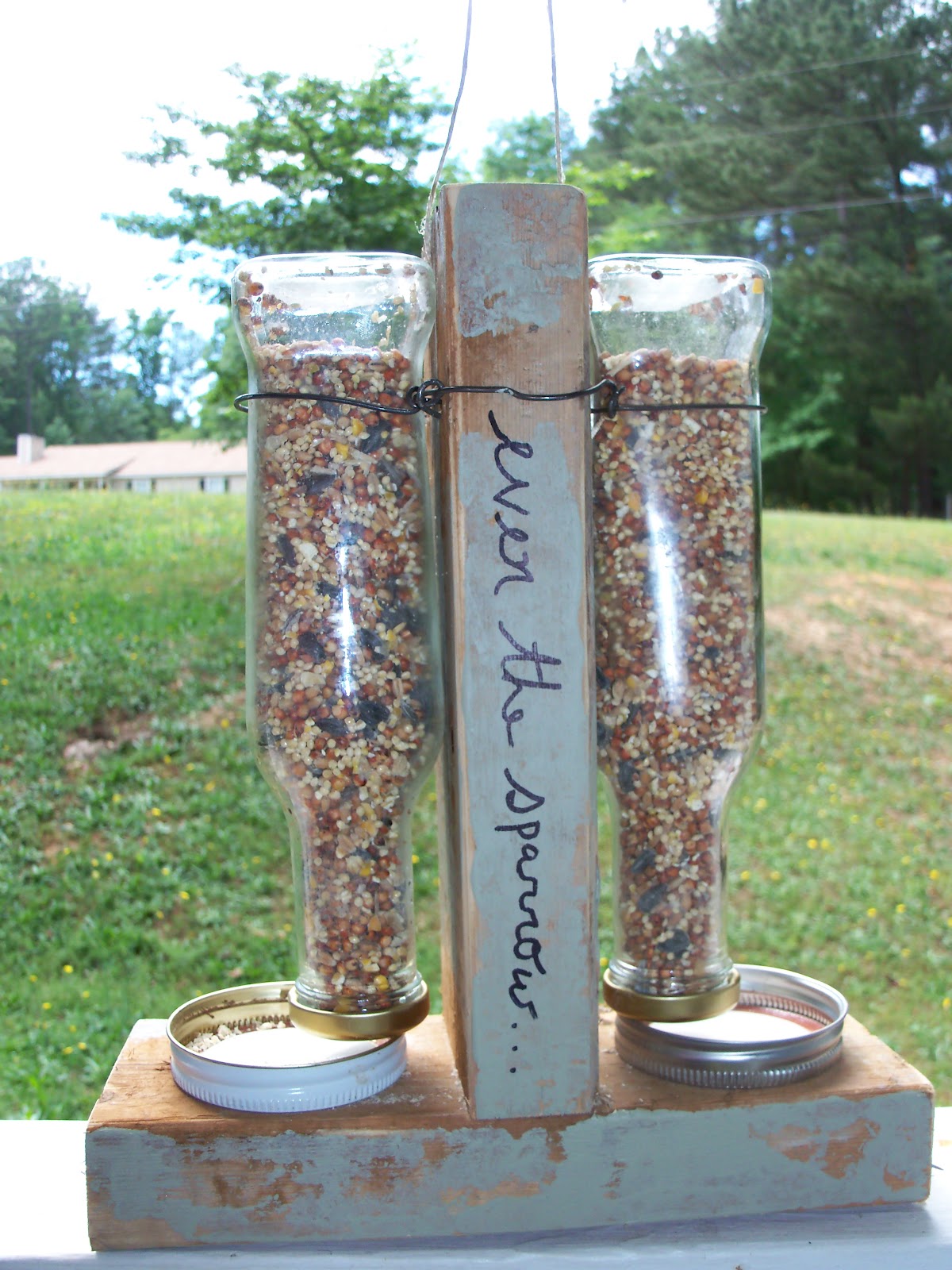The Great Exchange Glass Bottle Bird Feeders