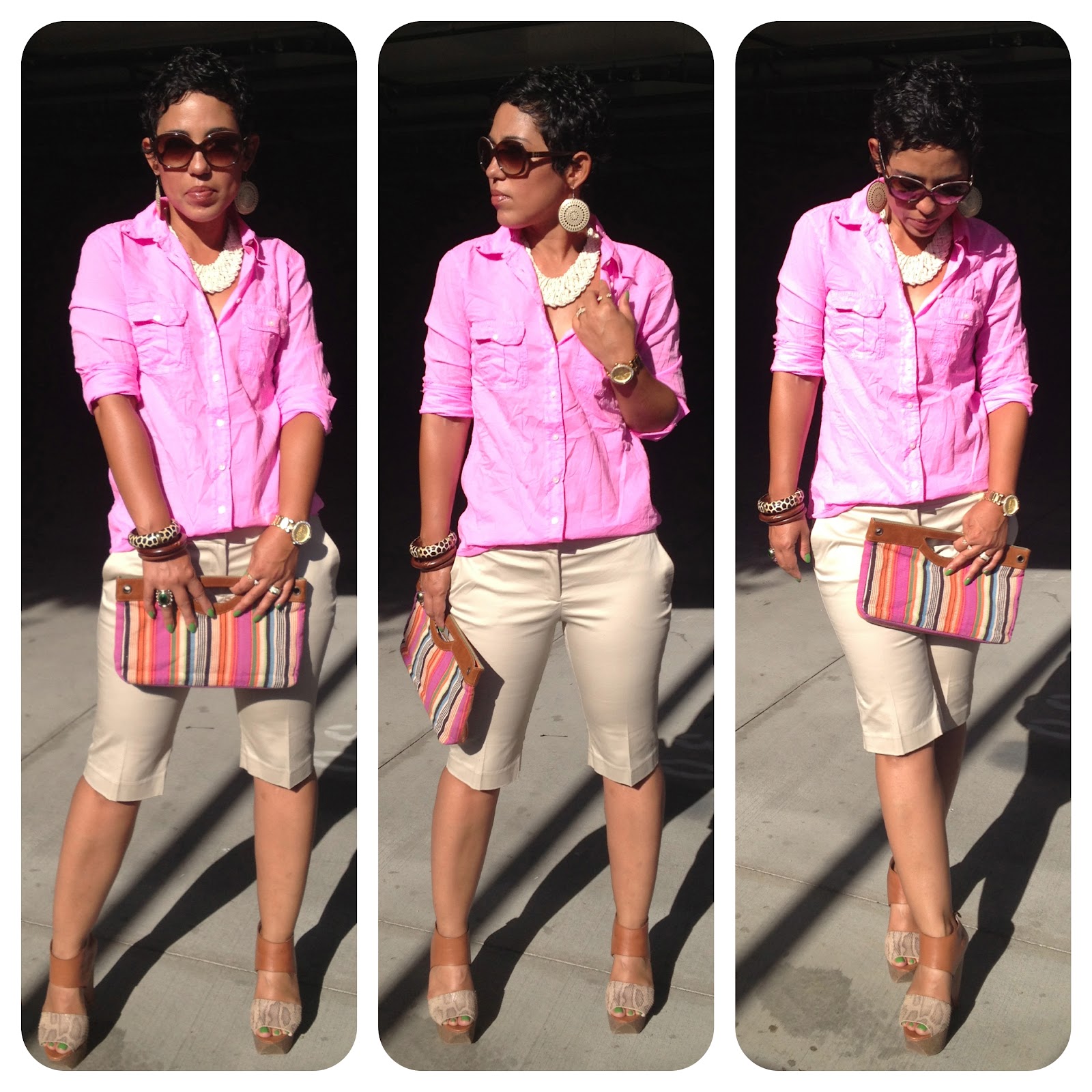 Neon Boyfriend Shirt & Bermuda Shorts + Make The Look Fashion