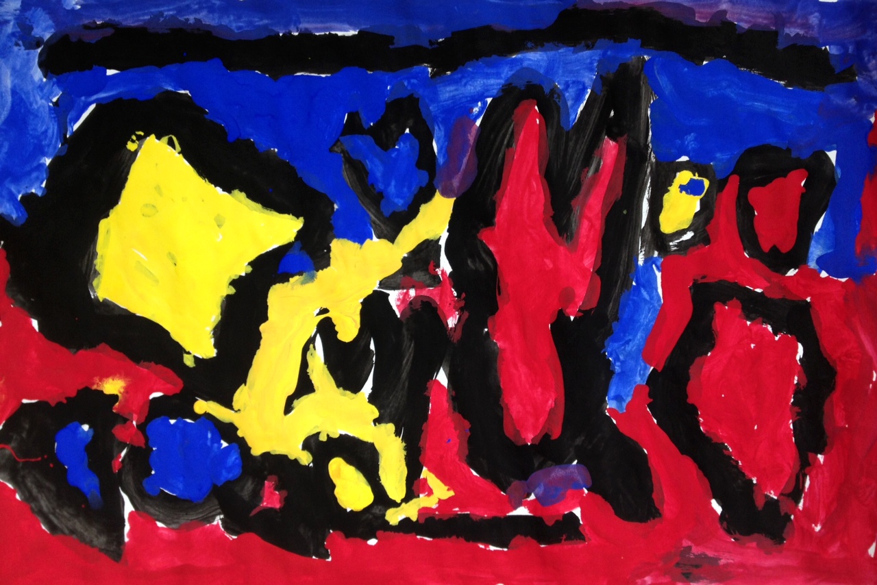Art at Hosmer Abstract Painting with Primary Colors