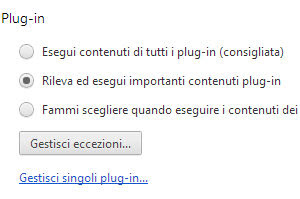 chrome disabilitati plugins non essenziali chrome disabilita flash