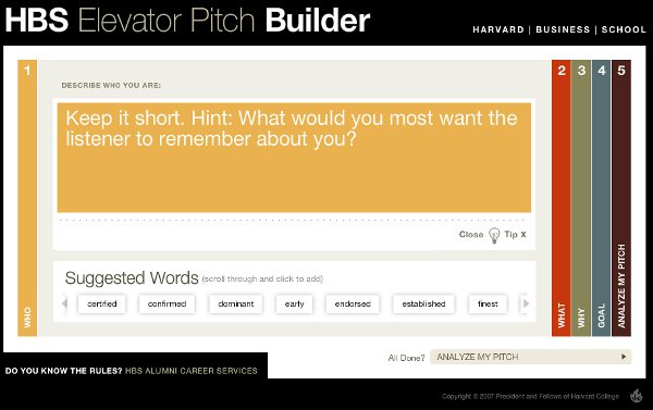 elevator pitch builder