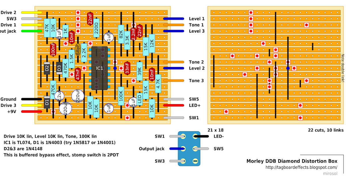 Guitar FX Layouts Morley DDB Diamond Distortion Box