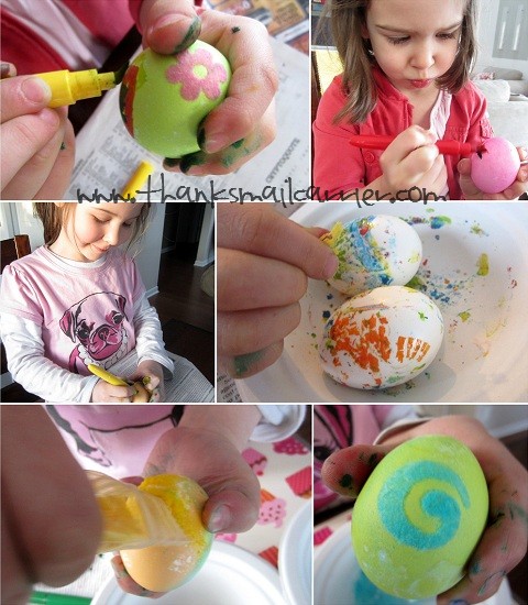 decorating Easter eggs
