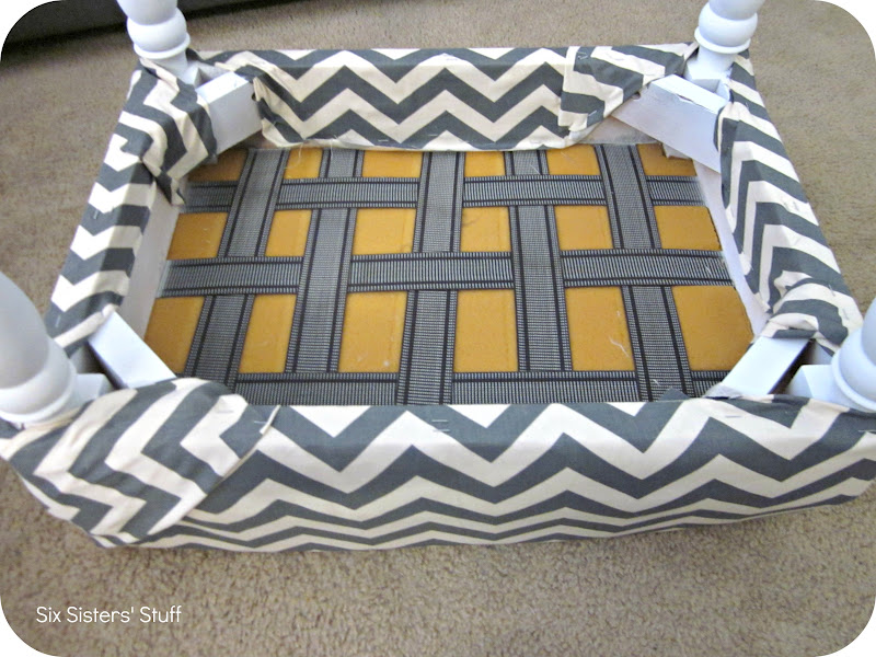 DIY Tufted Ottoman Fabric Recover Tutorial Six Sisters' Stuff