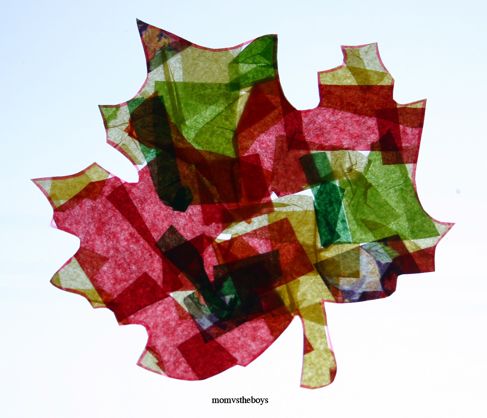 Fall Craft Idea Stained Glass Leaves Mom vs the Boys