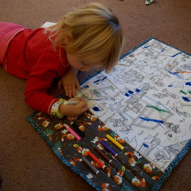 Washable Travel Coloring Mat with Color Me Fabric