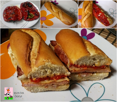 Bocadillo De Lomo,queso Y Pimiento Asado