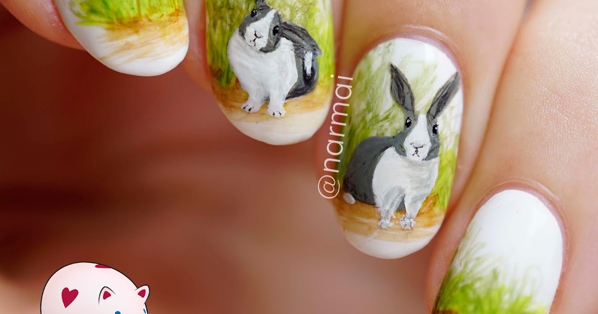 PiggieLuv Freehand Dutch rabbit nail art
