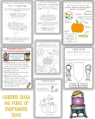 Pumpkin Themed Informational Writing for First and Second Graders