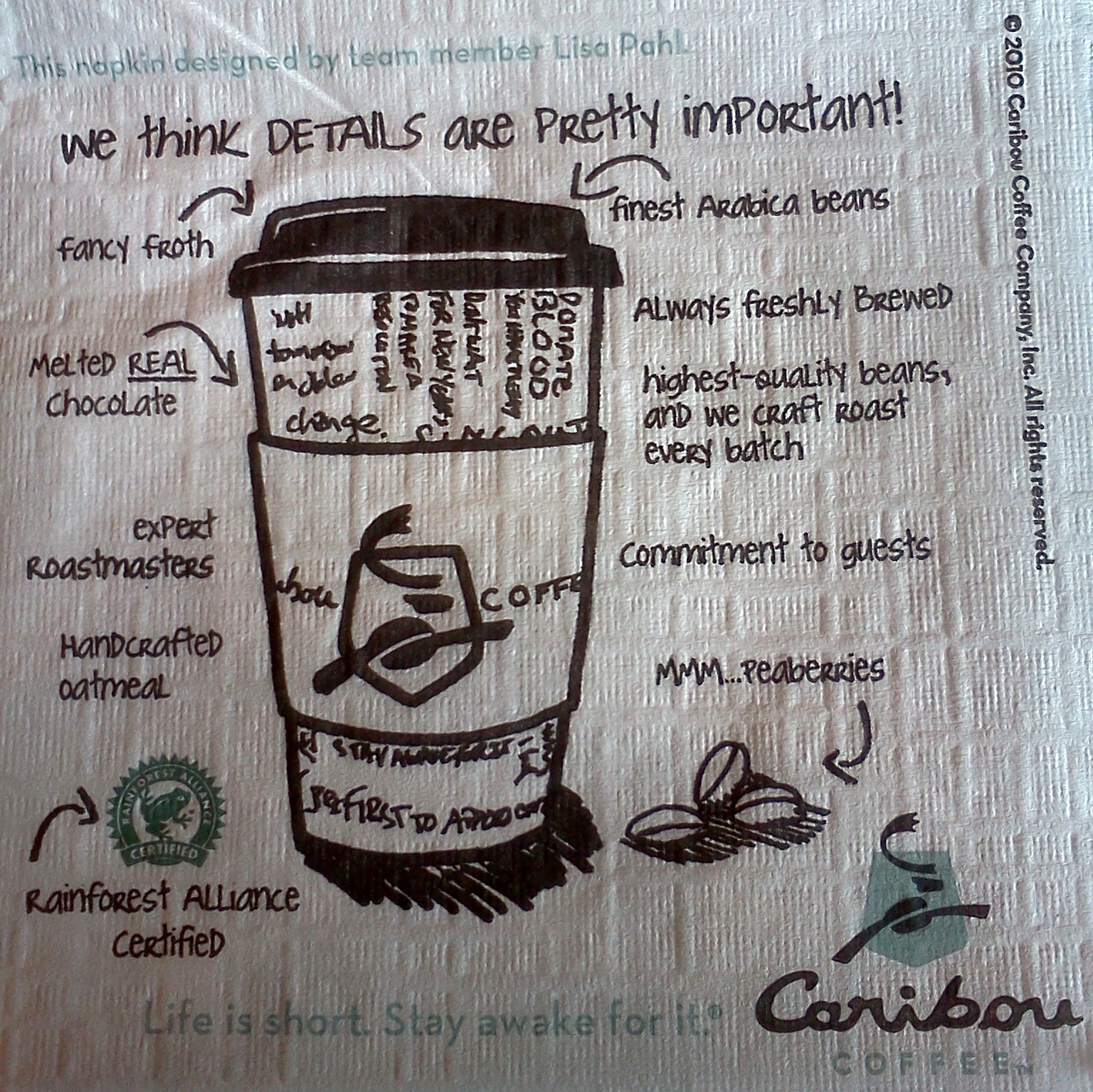 caribou coffee napkins