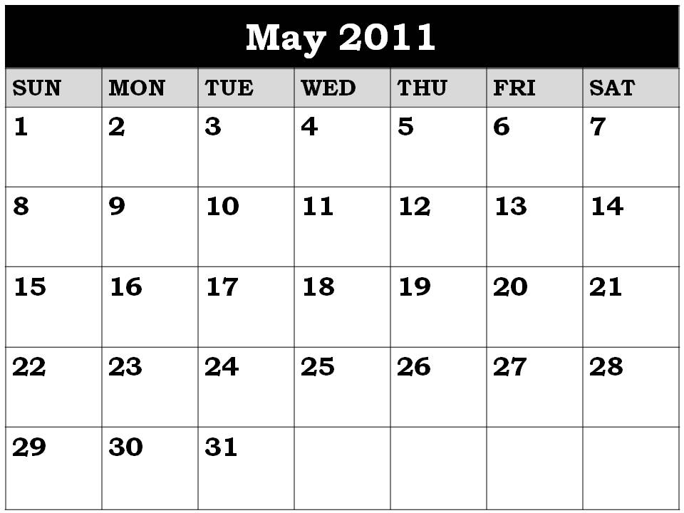 blank may calendar 2011. lank calendar 2011 may.