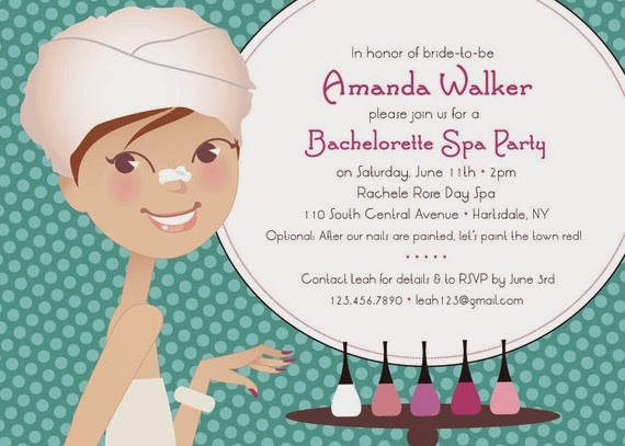 the glam finale spa day bachelorette party invitations