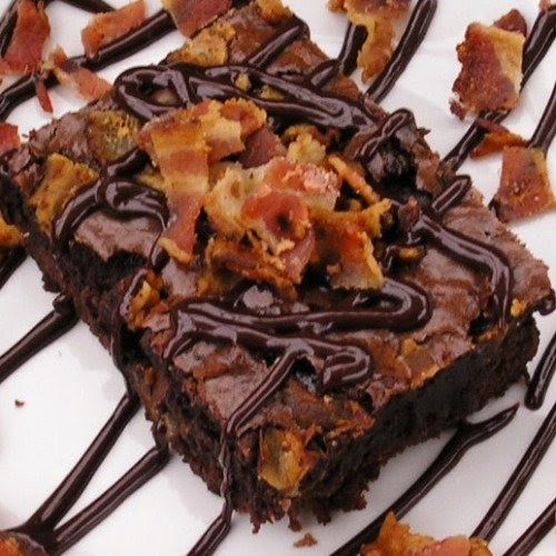 The Funky Foodgasm Bourbon Candied Bacon Brownies with Bourbon Caramel