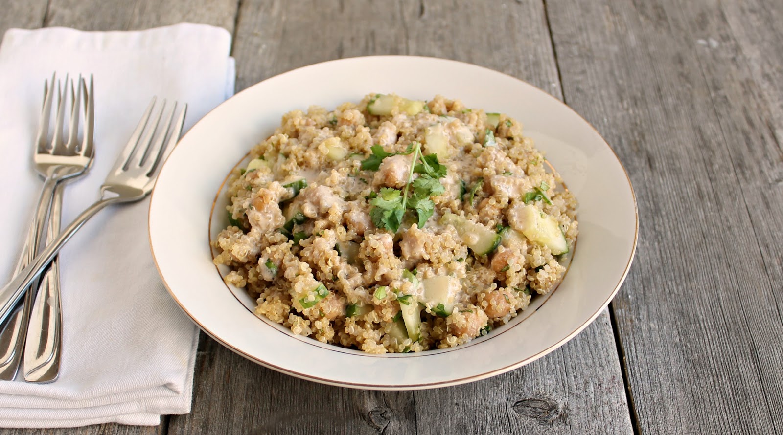 Hungry Couple Quinoa and Chickpea Salad with Lemon Tahini Dressing