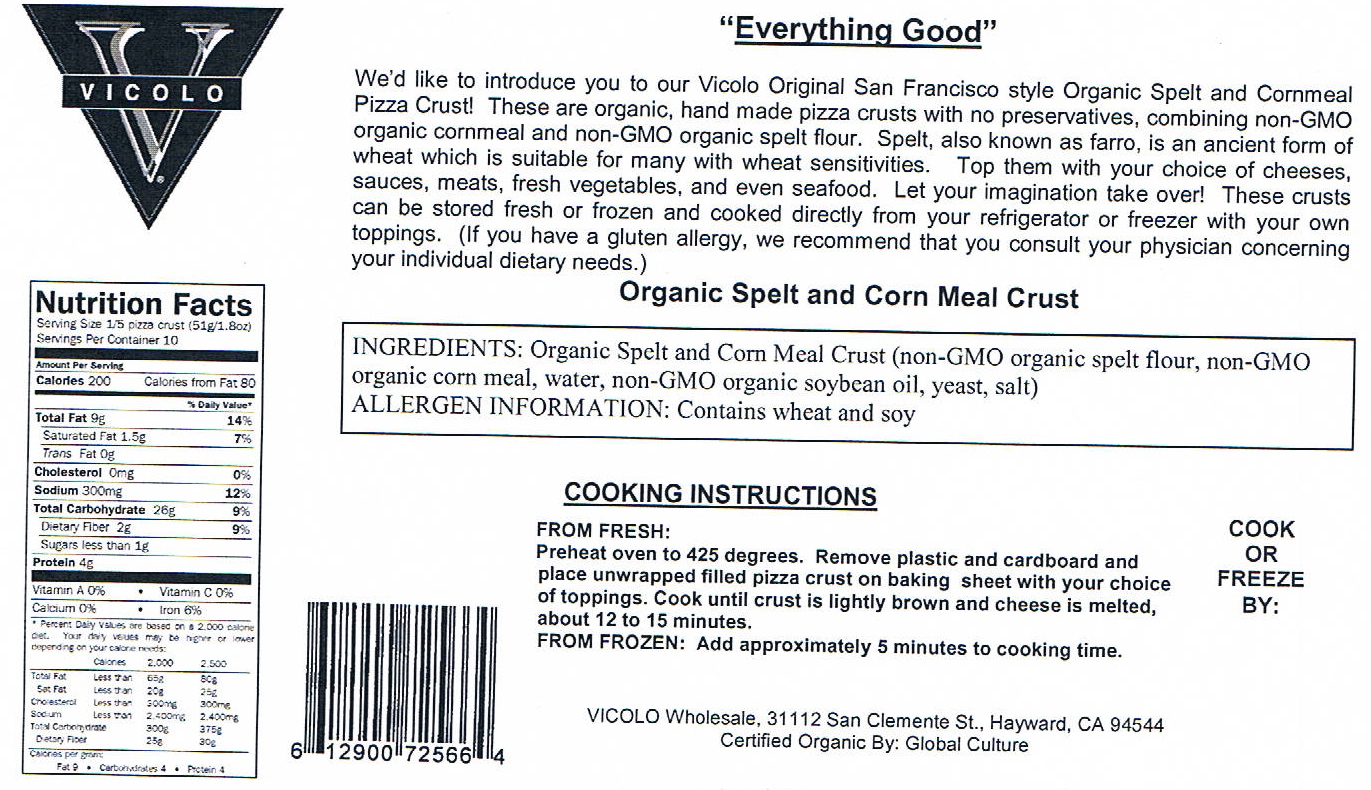 Vicolo Pizza Fresh Pizza Nutrition Information and Ingredients