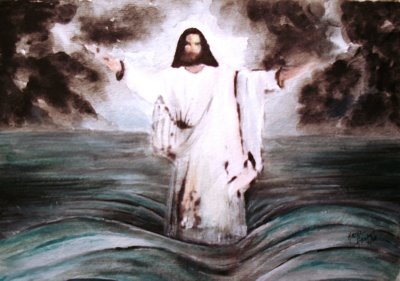 jesus in water