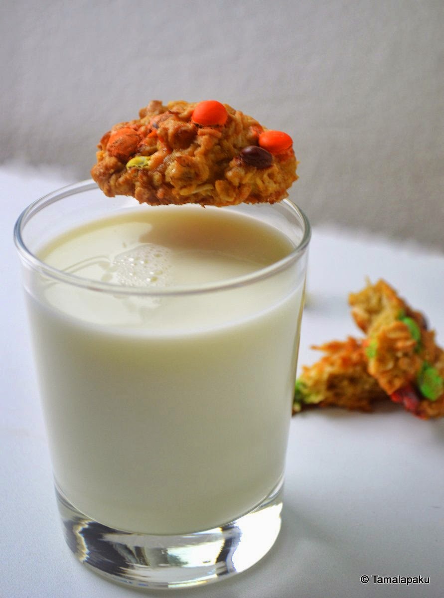 Eggless ZucchiniCoconut M n M Cookies Tamalapaku