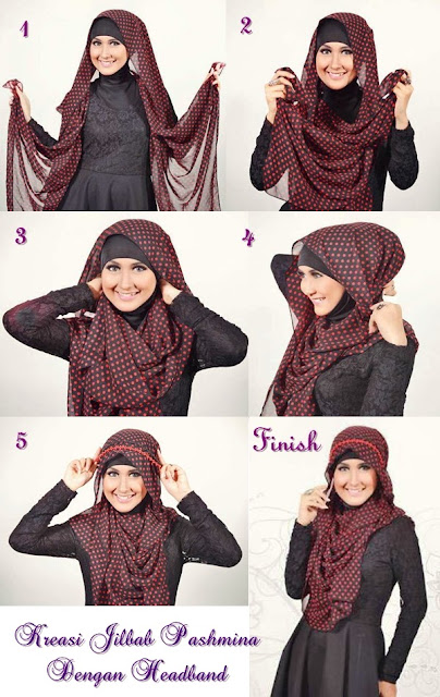 cara memakai jilbab pashmina sifon untuk wajah bulat