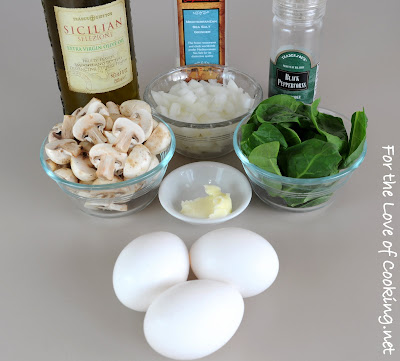 Baked Eggs with Caramelized Mushrooms, Onions, and Spinach 