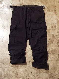 engineered garments matt pant in black coated heavy twill