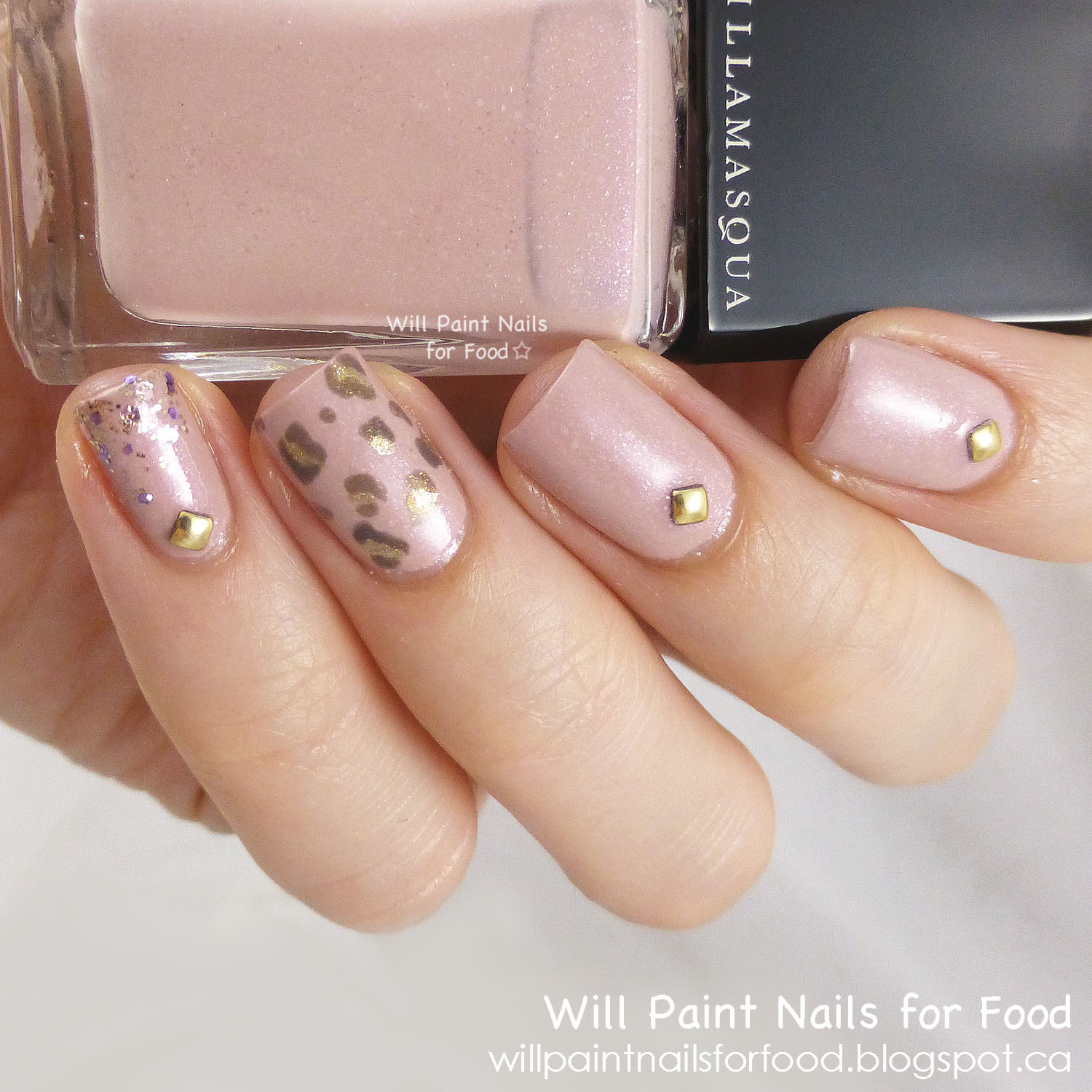 Will Paint Nails for Food Pink Raindrops Delicate Leopard Print
