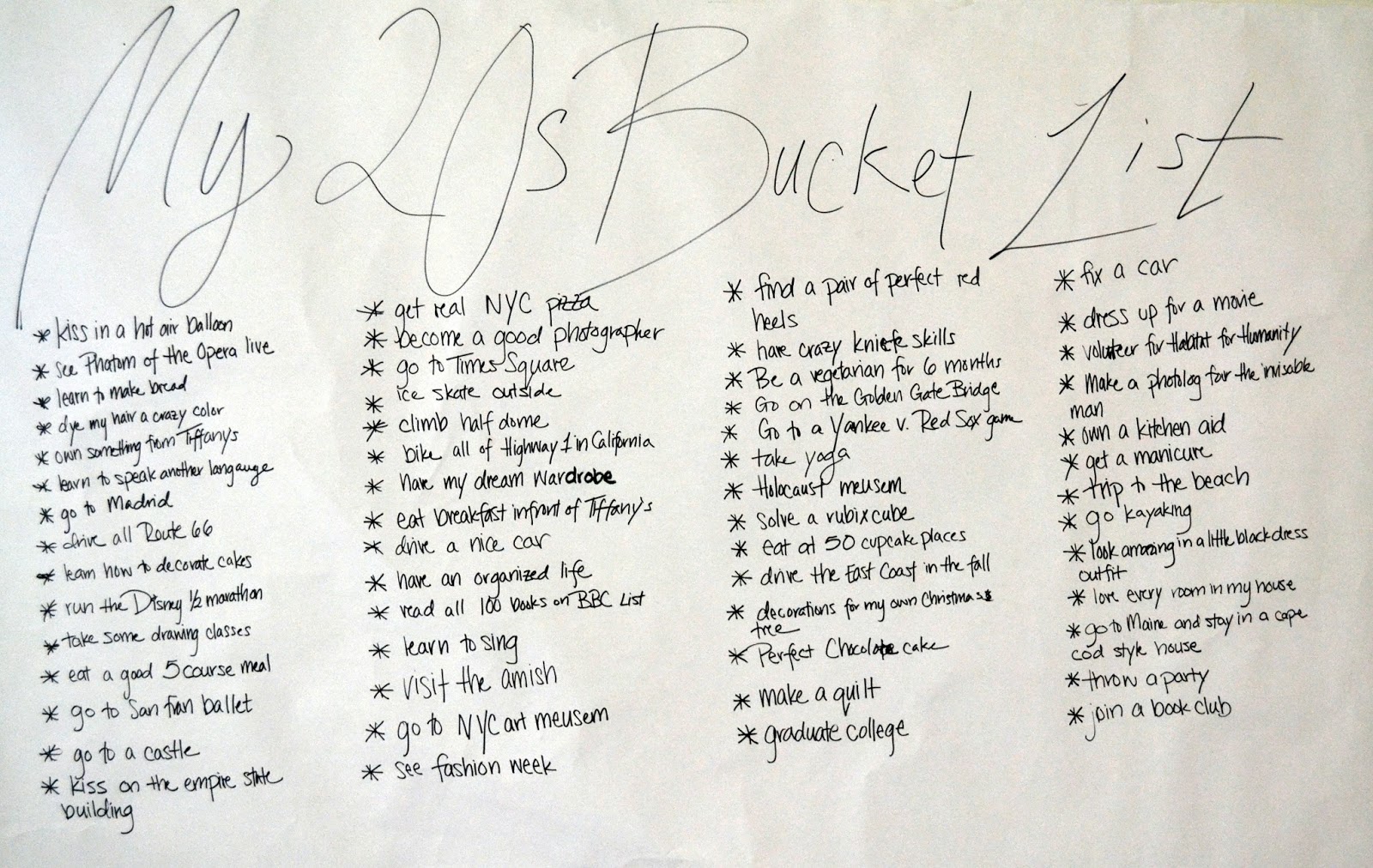 Aisle 11 My 20s bucket list