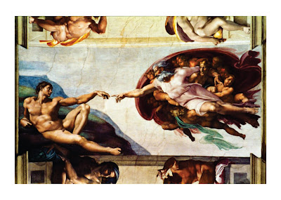 Michelangelo - The Sistine Chapel Ceiling Frescos After Restoration the Creation of Adam 