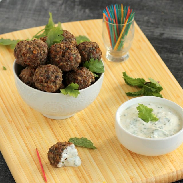 Kid Cultivation Lamb and Lentil MiniMeatballs with Cumin Yogurt Dip