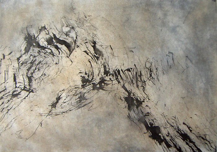 Abstraction vétale. encre de Chine, brou de noix,