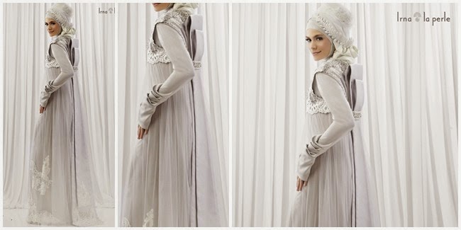 gaun pengantin abu abu manik