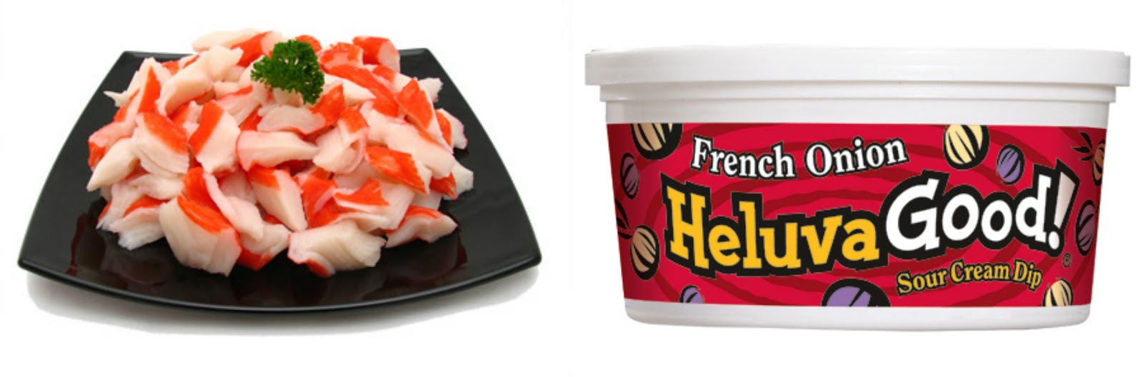 Three Nutty Crumpets 1st Tier French Onion Crab Dip and Healthy Tuna