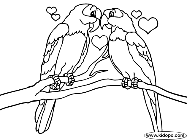 best coloring page dog: Birds Love Coloring Pages and Sheets