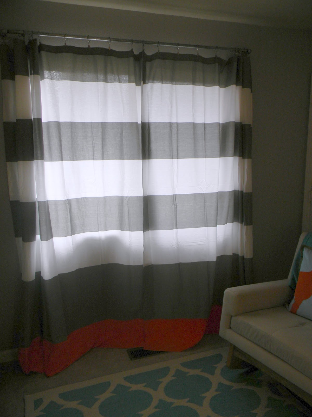 DIY West Elm Curtain Rod & Striped Curtains Schue Love