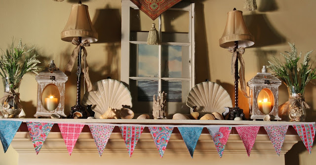 Beachy Summer Mantel-Bargain Decorating with Laurie