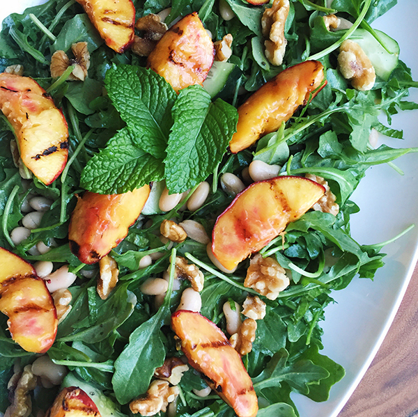 Picky Diet Meatless Monday Grilled Peach and Mint Salad