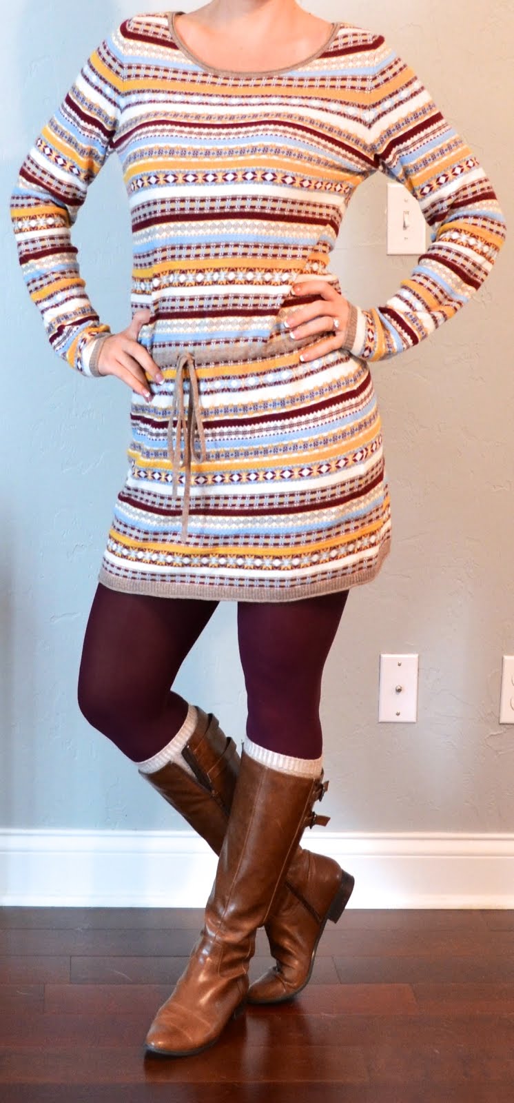 sweater dress with riding boots
