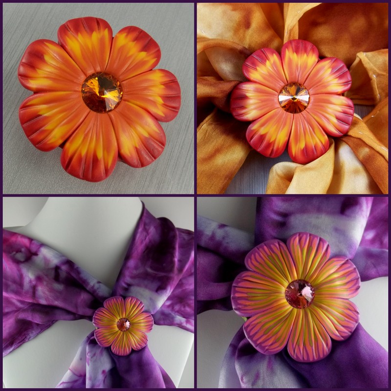 2 Good Claymates More Floral Scarf Pins