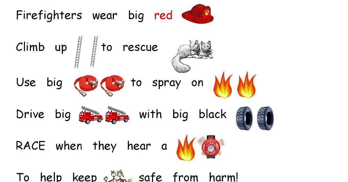 Color Me Happy in Kindergarten Firefighters Rebus Poem