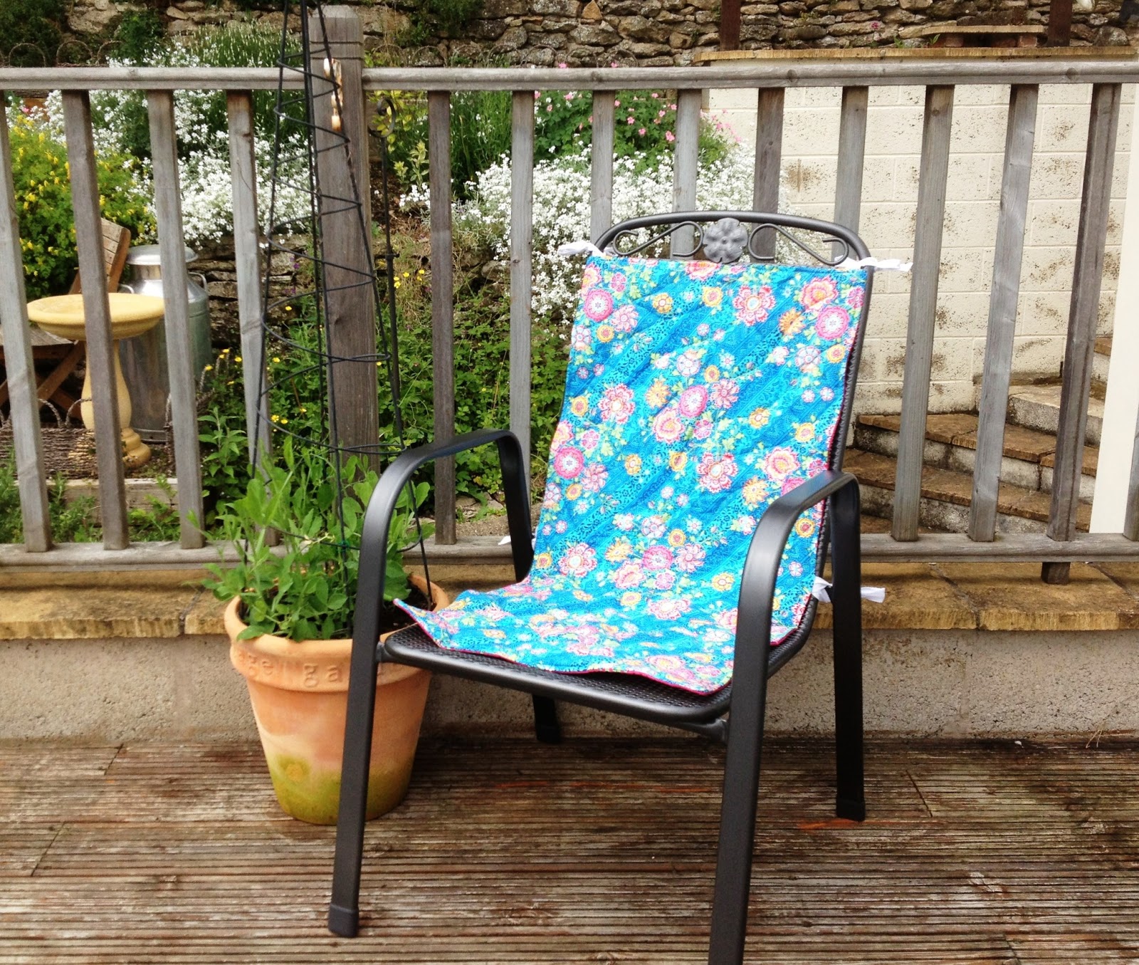 Flowers in the Window Quilted Garden Chair Cushion