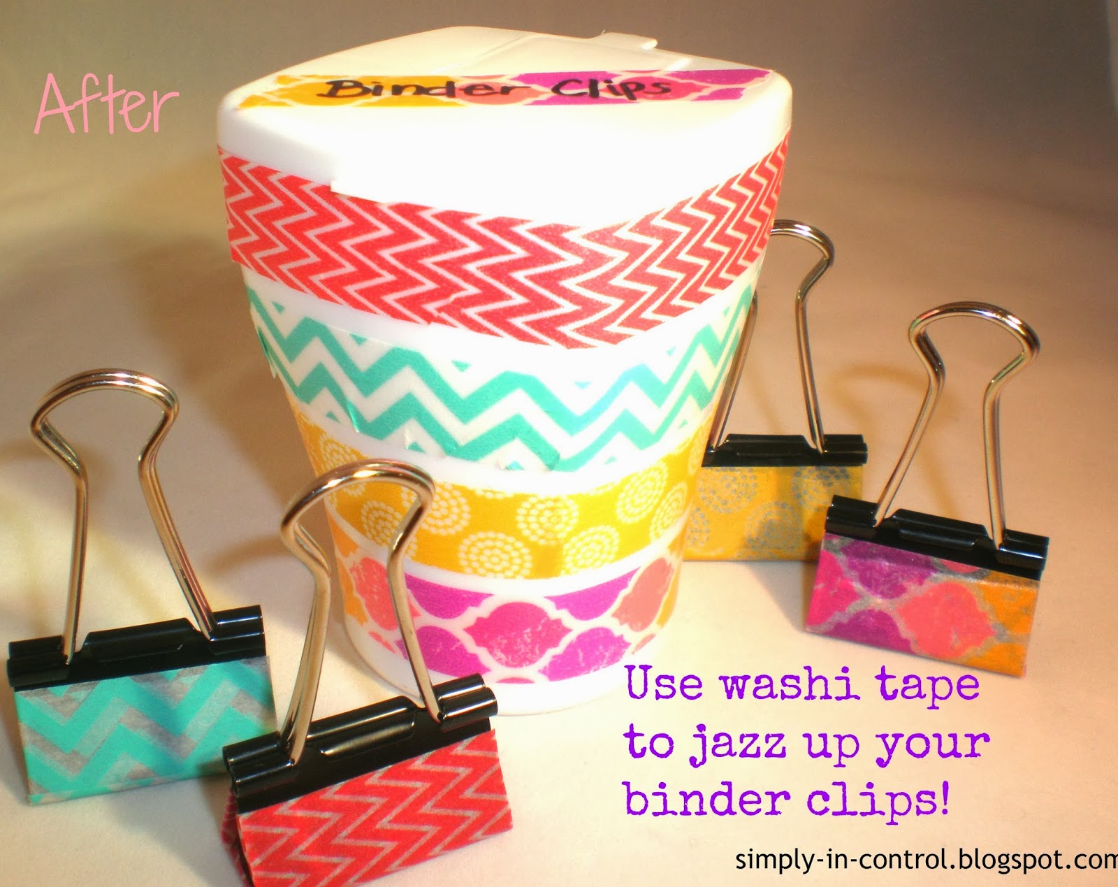 Simply in Control Using Washi Tape to Decorate Binder Clips + Holder